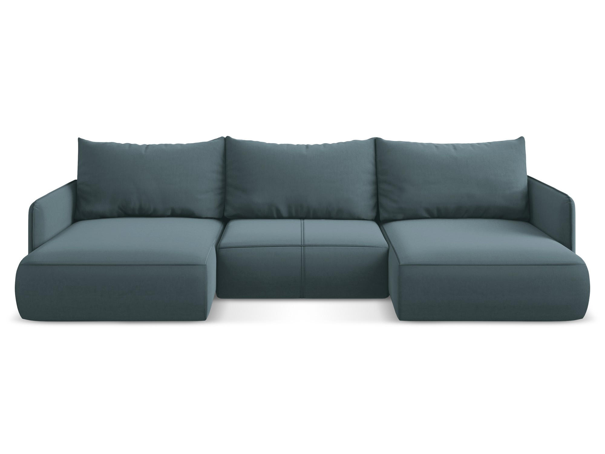 WOHNLANDSCHAFT Samt Stoff Blau - Blau/Petrol, Kunststoff/Textil (290/86/148cm) - Makamii