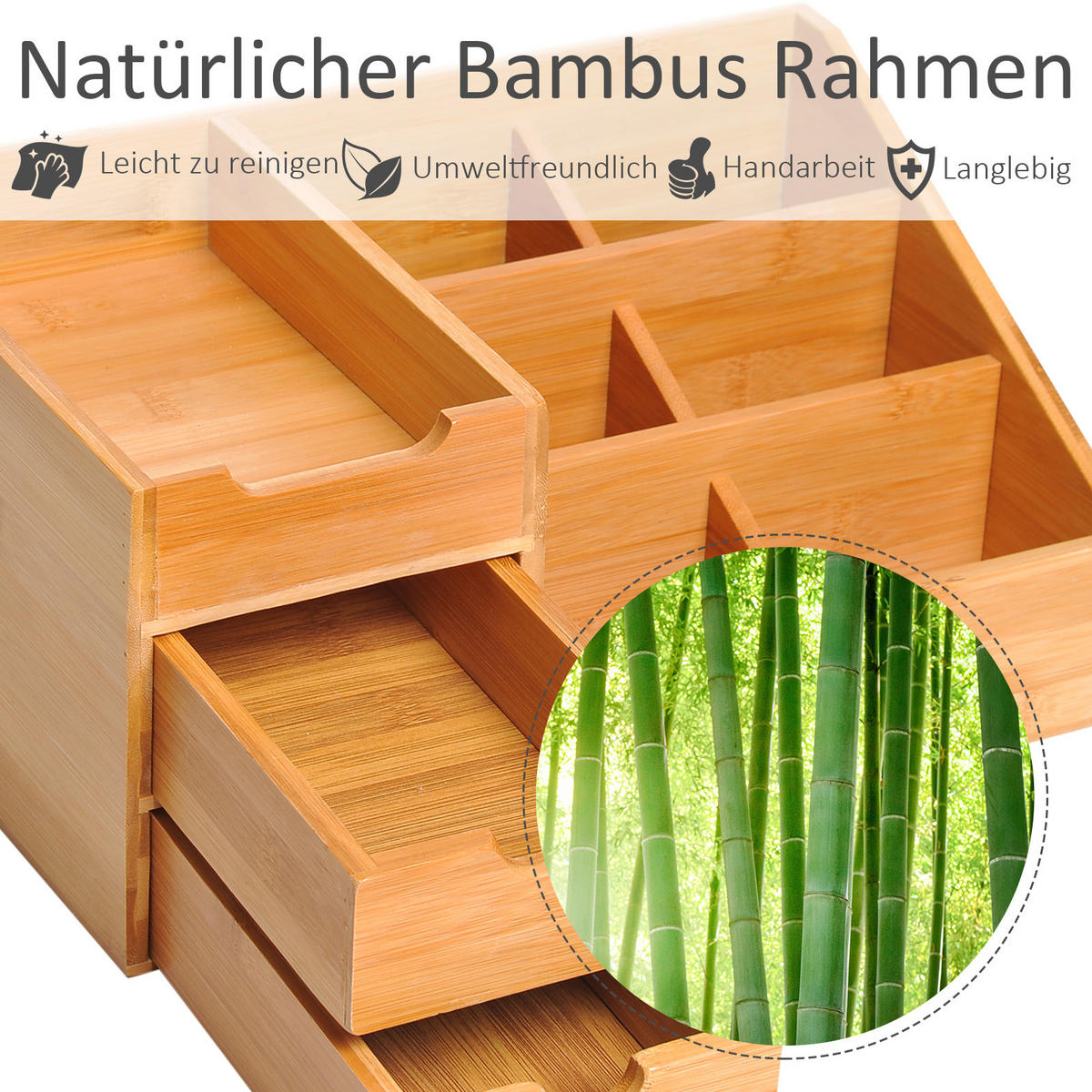 SCHREIBTISCHORGANIZER - Naturfarben, Holz (33/205/155cm) - HOMCOM