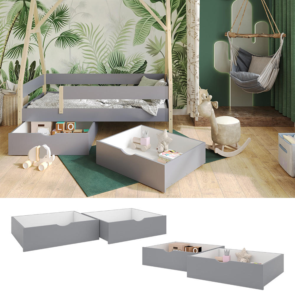 ROLLSCHUBLADE Bali Grau 78 x 61.8 cm 2er Set - Grau, Holzwerkstoff - VitaliSpa