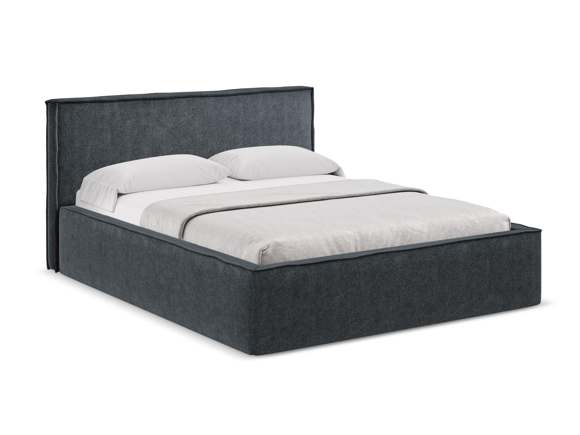 POLSTERBETT mit Bettkasten und Lattenrost 200x228 Grau - Dunkelgrau/Schwarz, Kunststoff/Textil (180/200cm) - Makamii