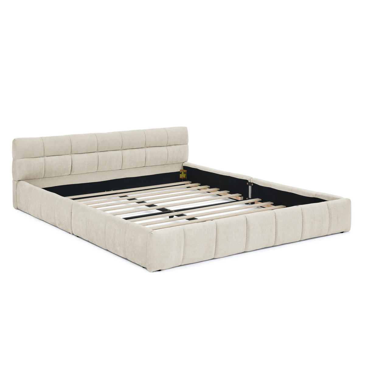POLSTERBETT 140/200 cm mit quadratischer Steppung und stabilem Holz-Metall-Rahmen, Beige - Beige, Kunststoff (140/200cm) - Redom