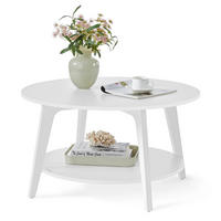 COUCHTISCH, rund, Schneeweiß, 2 Ebenen, 80 cm - Weiß, Holzwerkstoff (80/80/45cm) - Kaket
