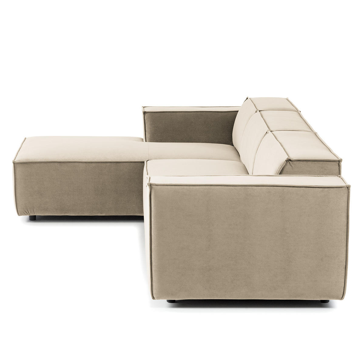 ECKSOFA mit Longchair - Beige/Schwarz, Kunststoff/Textil (294/177cm) - home24