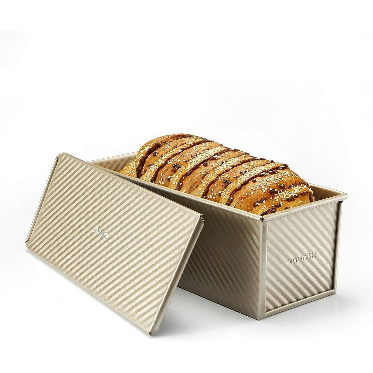 BROTBACKFORM mit Deckel 34 x 13,5 x 12 cm Champagner Gold - Beige, Metall (13.5/13/35cm)