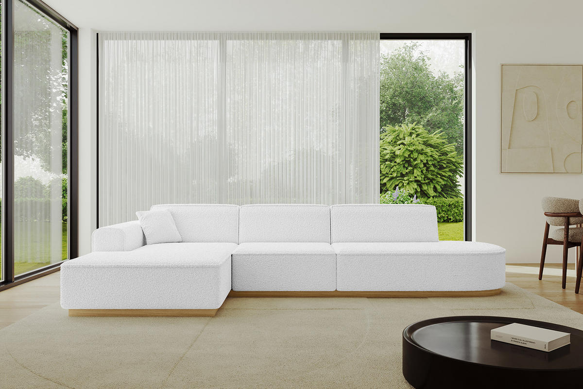 ECKSOFA Ottomane Links IREA-L2-v2 - 327x165x80 cm Weiß - Weiß, Holzwerkstoff/Textil (327/165cm) - ALTDECOR