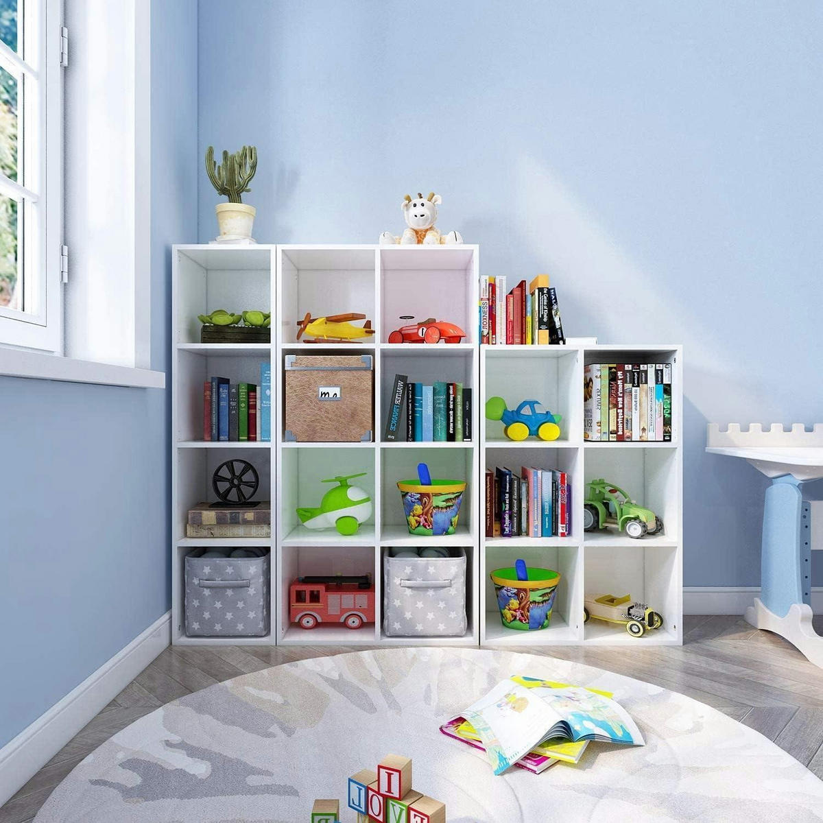 BÜCHERREGAL 6 Fächer Weiß 60.5 x 30.3 x 90 cm - Weiß, Holzwerkstoff (30.3/90/60.5cm)