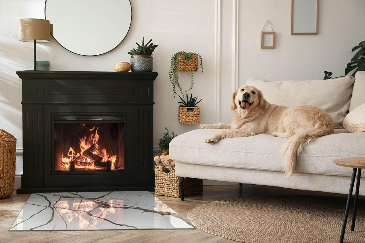 GLASPLATTE für Kamin 100x70 cm Weiß - Weiß, Glas (100/70/0.4cm) - ArtPrintCave