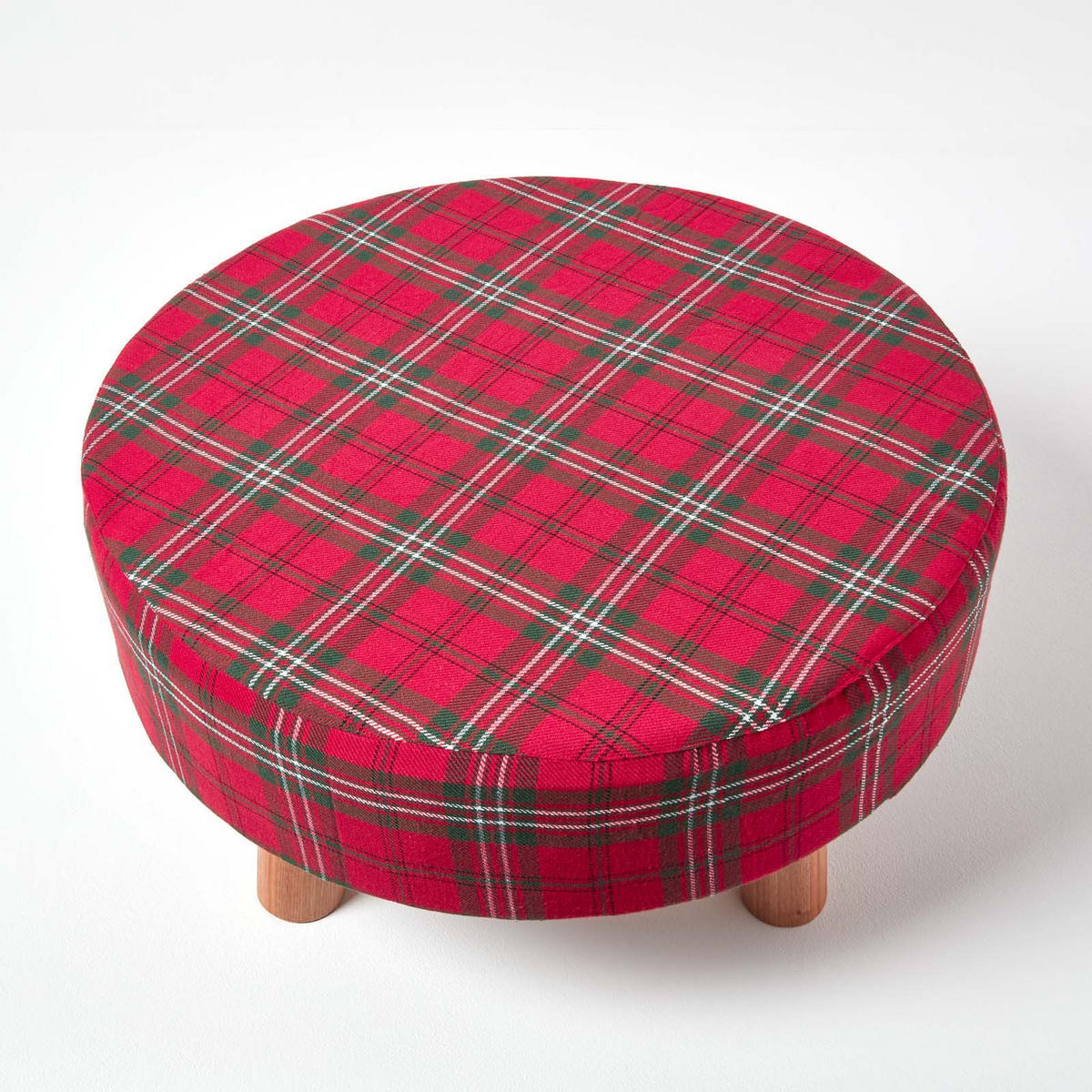 HOCKER Edward Tartan rot kariert, 62/62/30 cm - Rot, Textil (62/30/62cm) - Homescapes