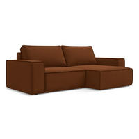 ECKSOFA mit Schlaffunktion Samt Stoff Orange - Terracotta/Schwarz, Kunststoff/Textil (257/148cm) - LaMiaSofa