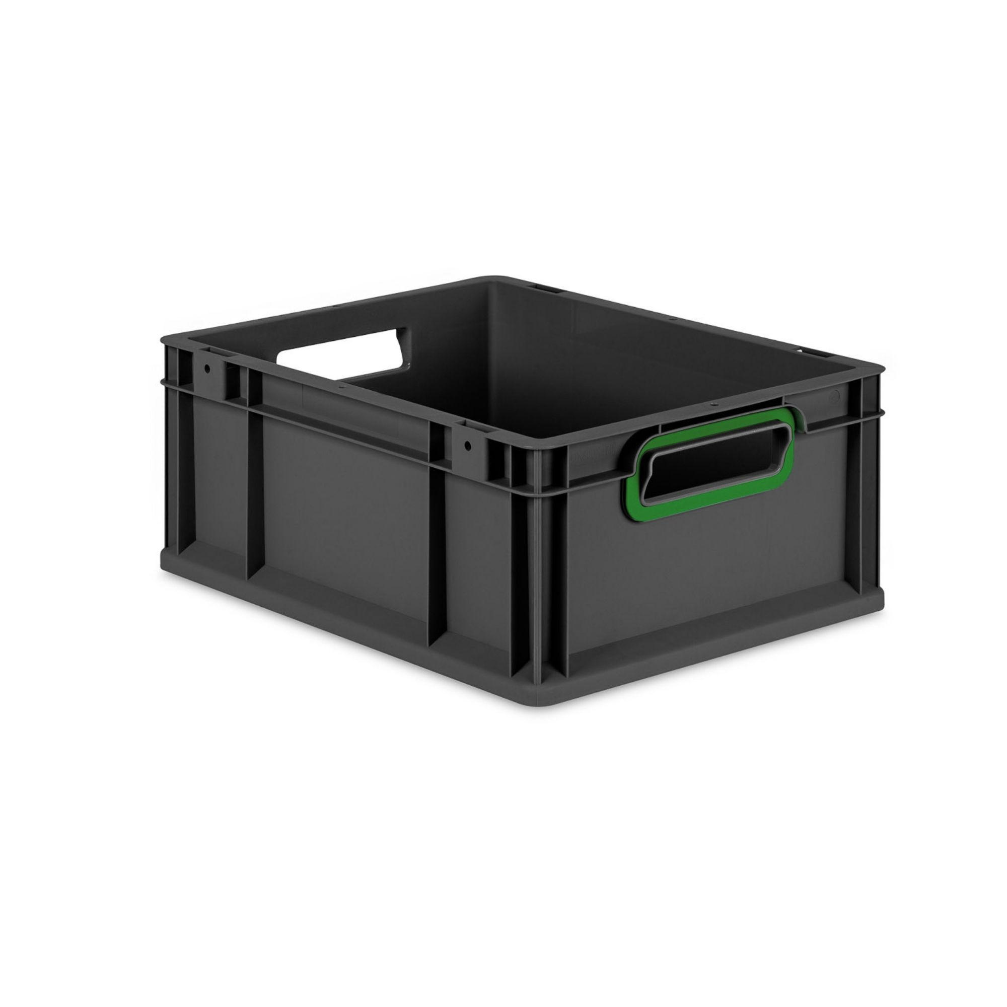 EUROBOX NextGen Color 17x30x40 cm 16 Liter Griffe grün offen, Schwarz - Schwarz/Grün, Kunststoff (30/17/40cm) - PROREGAL