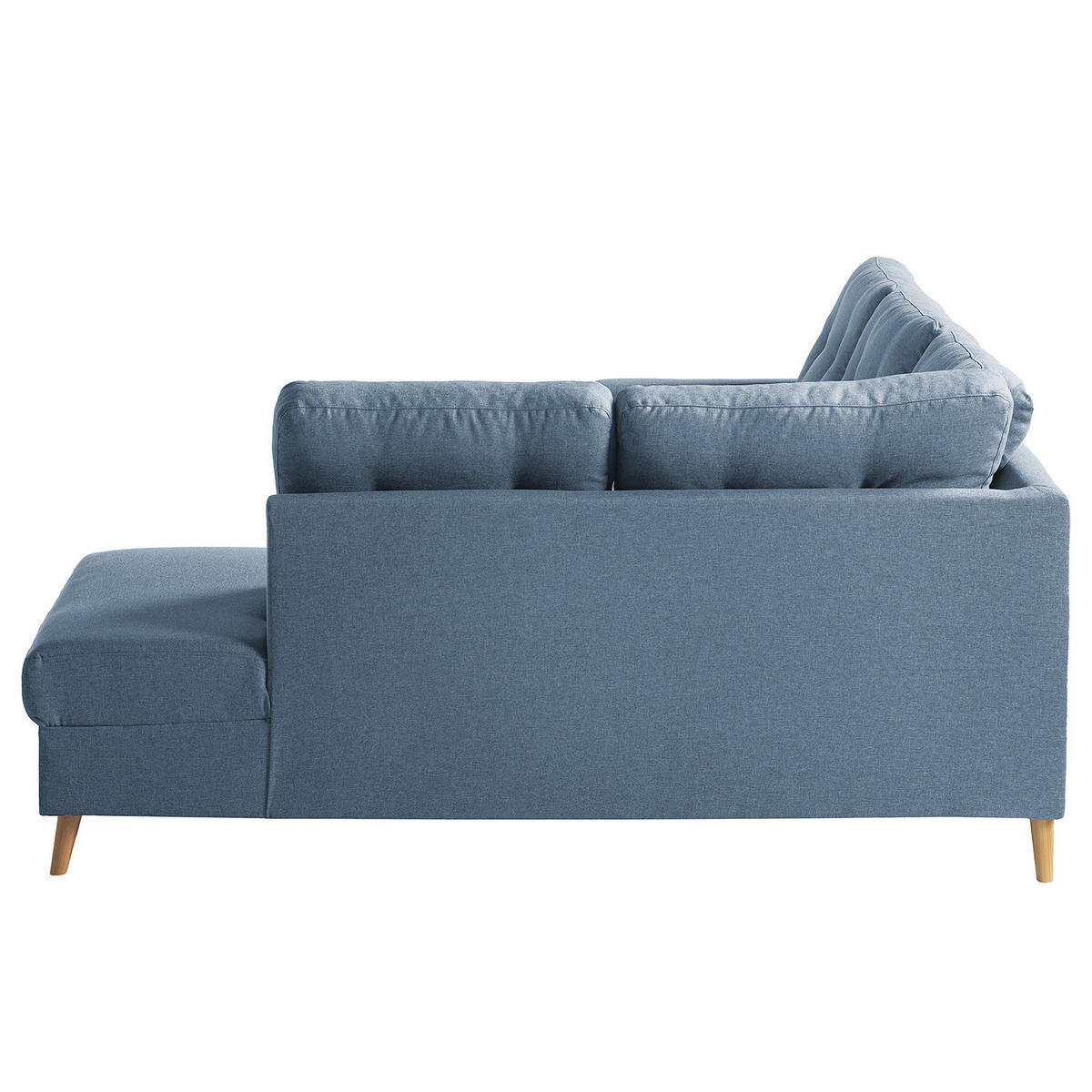 ECKSOFA mit Ottomane - Webstoff - Hellbraun/Grau, Holz/Textil (230/200cm) - home24