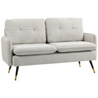 SOFA, 2-Sitzer, gesteppte Rückenlehne, cremefarben, 139x68x80cm - Multicolor, Holzwerkstoff (139/80/68cm) - FORIOUS