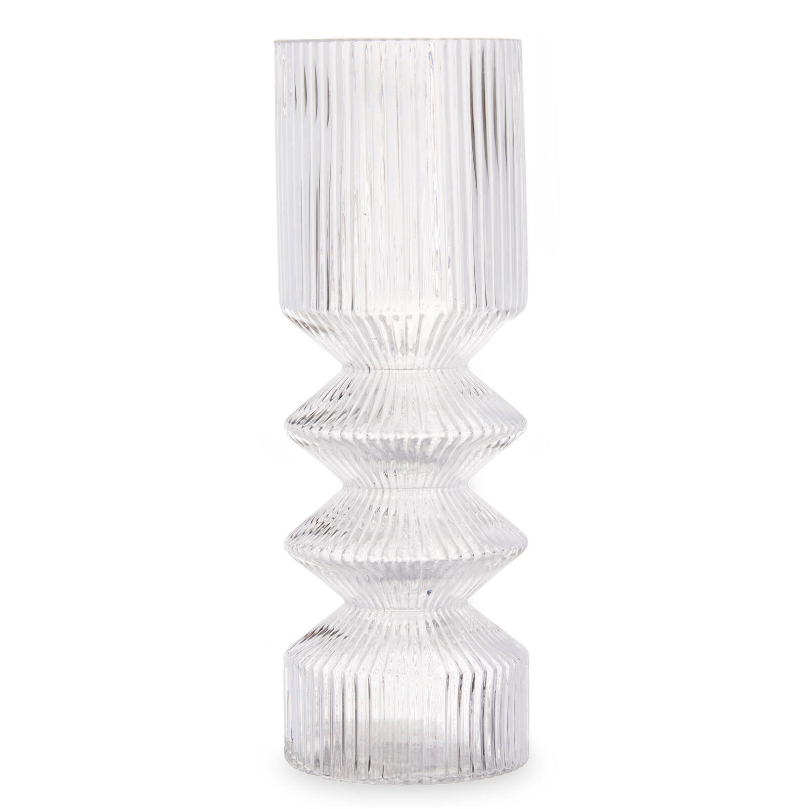 VASE Geriffeltes Glas 8/23 cm - Transparent, Glas (8/23cm) - Giftdecor