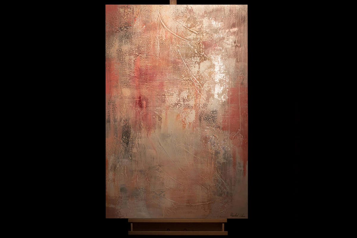 ACRYLBILD HANDGEMALT 80/120 cm - Pink/Rot, Holz/Textil (2.16/120cm) - KUNSTLOFT