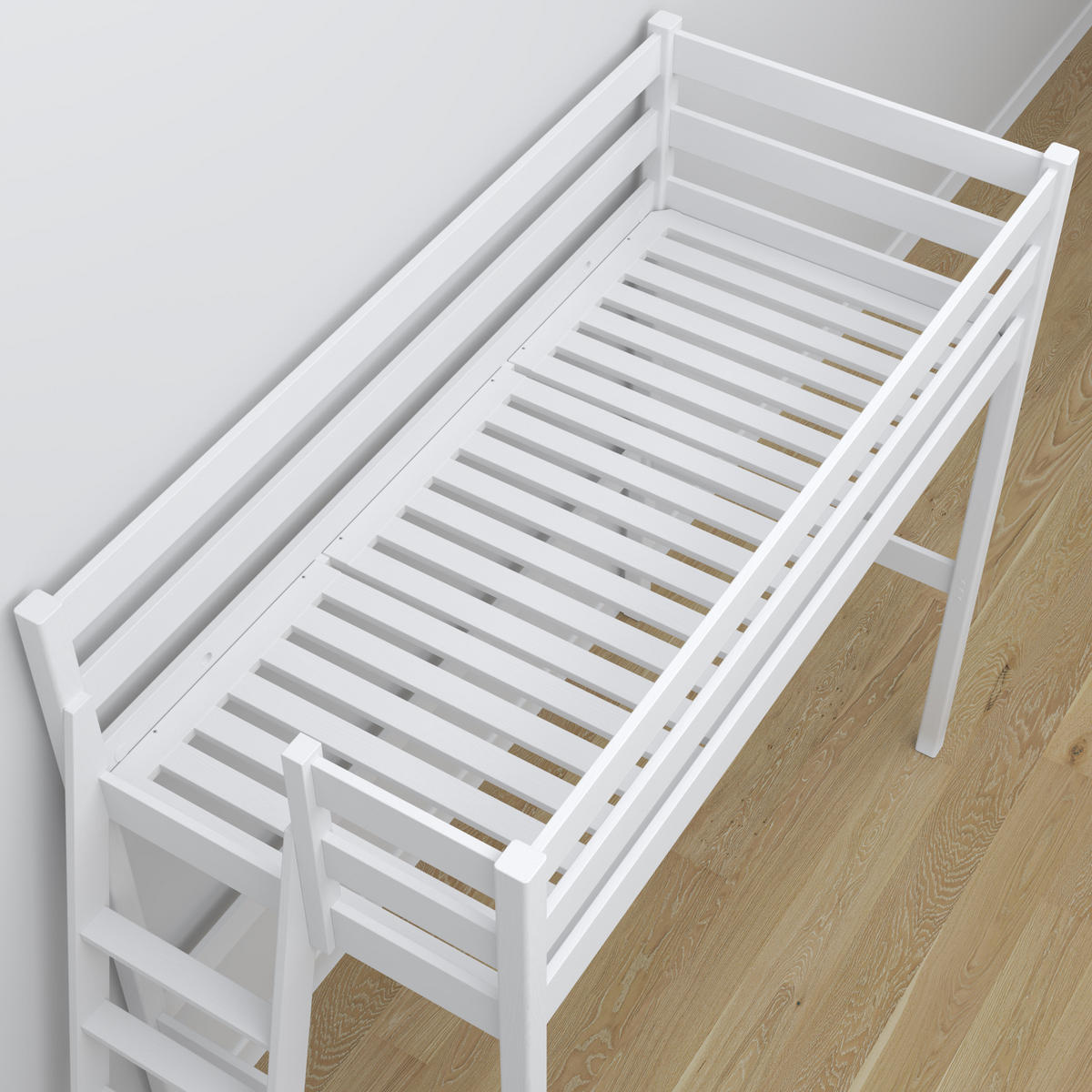 HOCHBETT N02 mit Schreibtisch Weiß 80/180 - Weiß, Naturmaterialien/Holz (80/180cm) - N-Wood