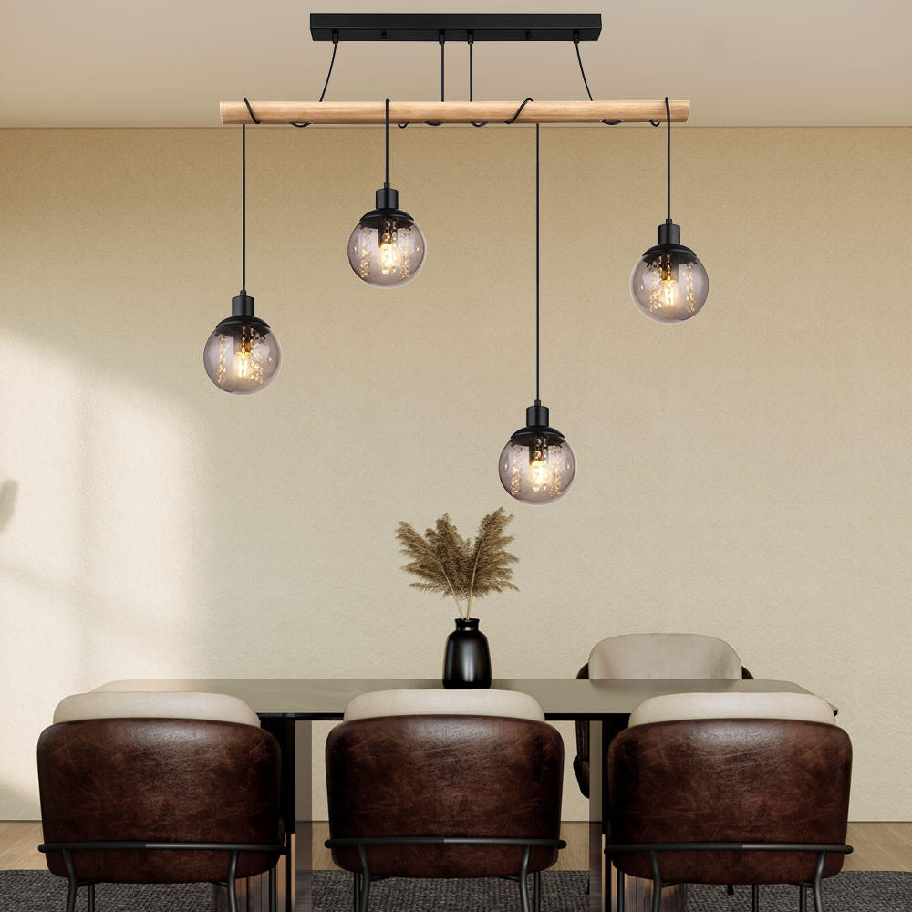 HÄNGELEUCHTE GUNDI Holzoptik Schwarz Braun - Schwarz, Holz (95/15/165cm) - Globo Lighting