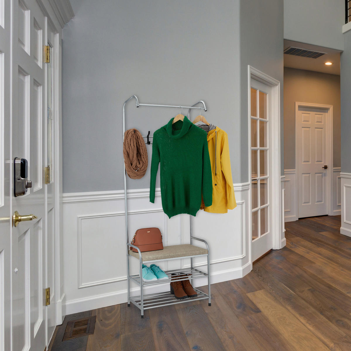 GARDEROBE - Grau, Textil/Metall (64/173/30cm) - Relaxdays