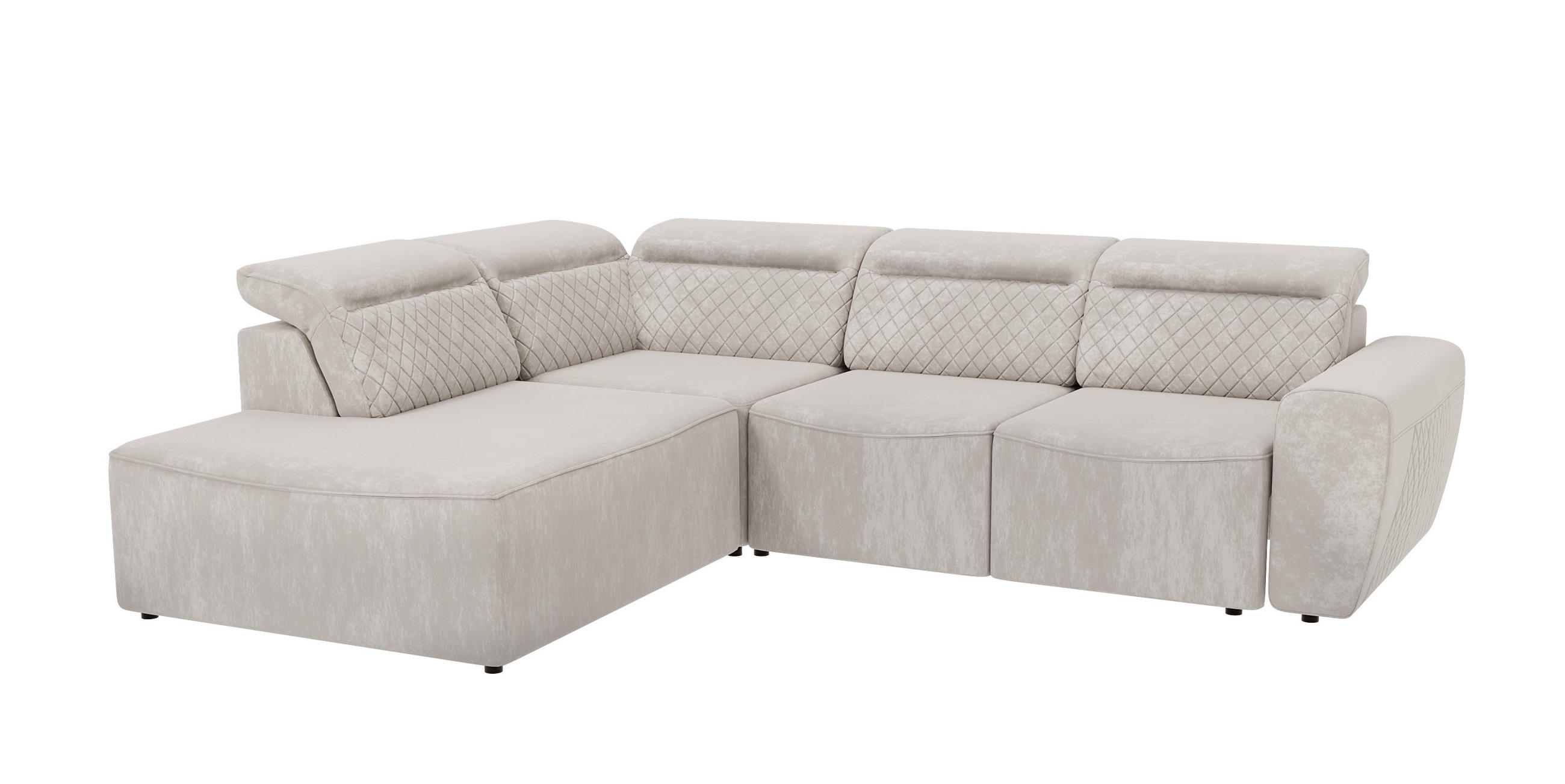 ECKSOFA Reid Beige Samt - Beige/Schwarz, Holz/Kunststoff (273/224cm) - S-Style Möbel