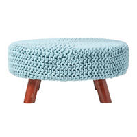 STRICK-HOCKER pastellblau, rund 62/62/30 cm - Hellblau, Textil (62/30/62cm) - Homescapes