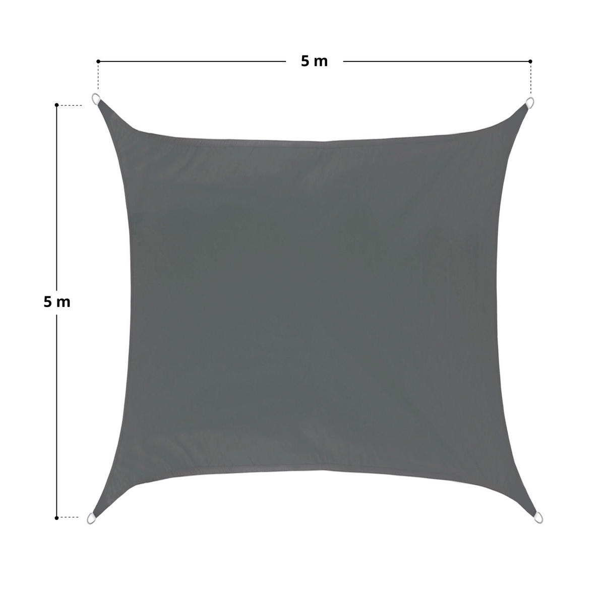 SONNENSEGEL Viereckig 5x5m - Dunkelgrau, Textil (500/500cm) - SVITA