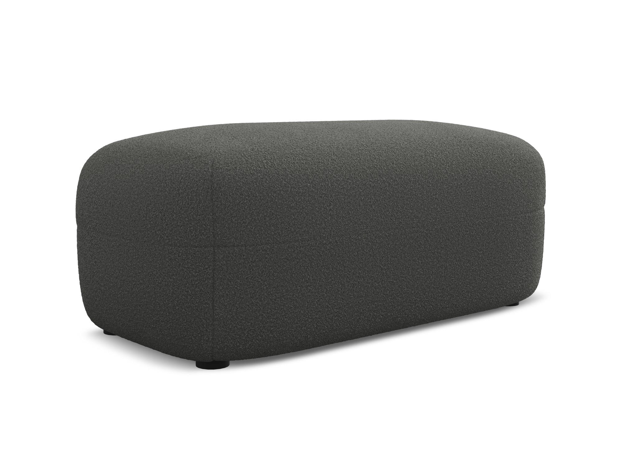 POUF Bouclé Stoff Grau - Schwarz/Graphitfarben, Kunststoff/Textil (92/40/48cm) - Makamii