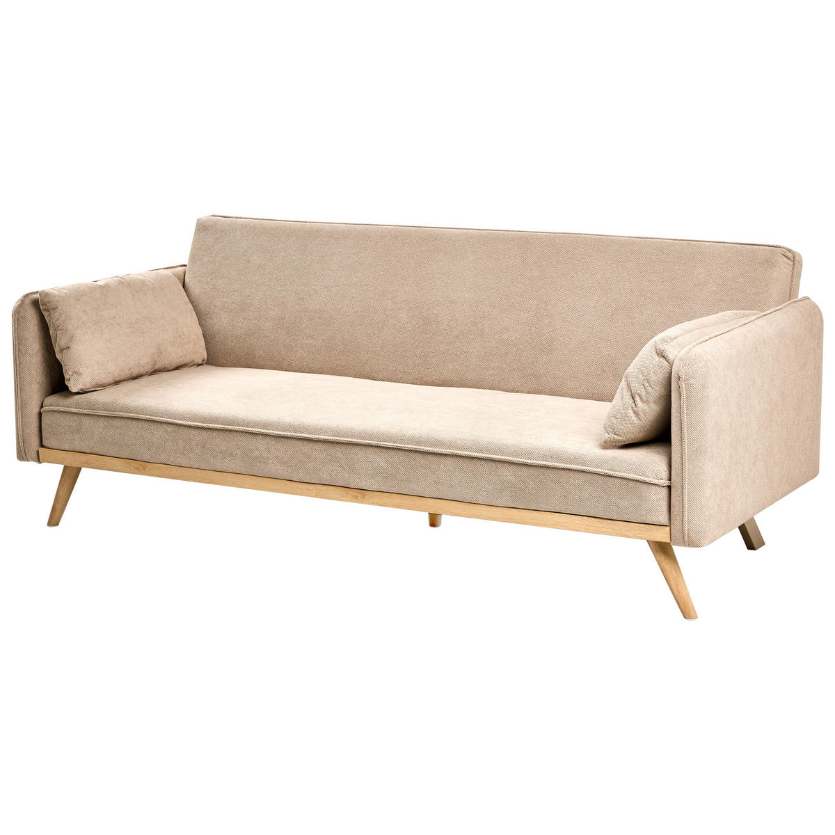 CANAPEA EXTENSIBILĂ textil maro deschisă Asaa - maro/maro deschis, material textil (205/76/80cm) - Beliani