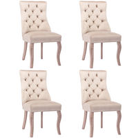 STUHL-SET DE-36945 4 Stück mit hoher Rückenlehne und Knopfsteppung Beige - Beige, Holz (51/97/47cm) - ComfortXL