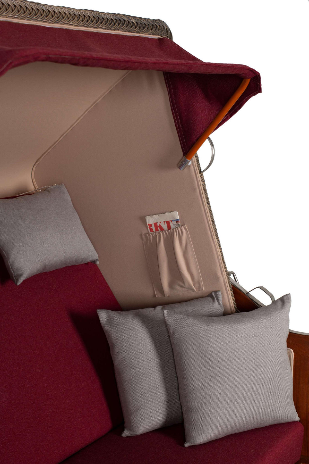 STRANDKORB Seeblick 2 Sitzer Mahagoni - Rot/Braun, Metall (125/170/80cm) - Mr. Deko