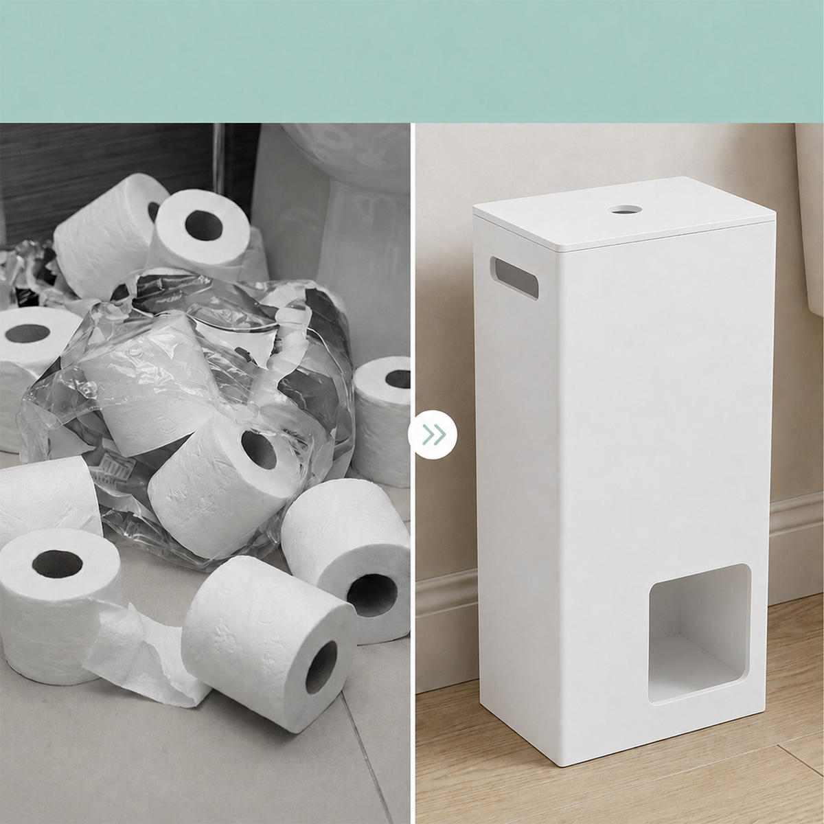 SUPORT Alb pentru hârtie igienică 8 role MDF - alb, compozit lemnos (25/50/14cm) - Relaxdays