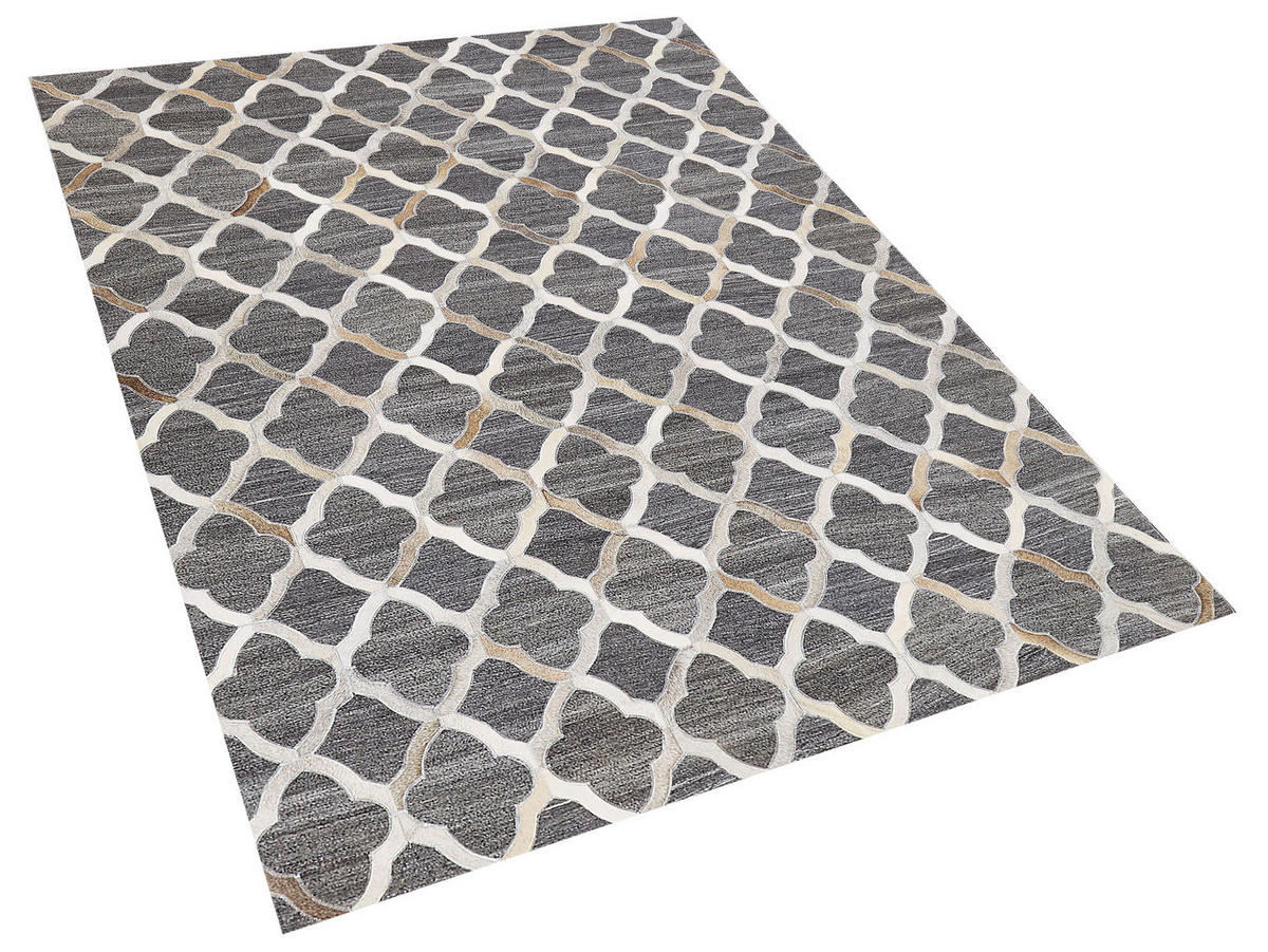 PATCHWORK-TEPPICH Rolunay 230/160 cm - Grau, Fell (160/230cm) - Beliani