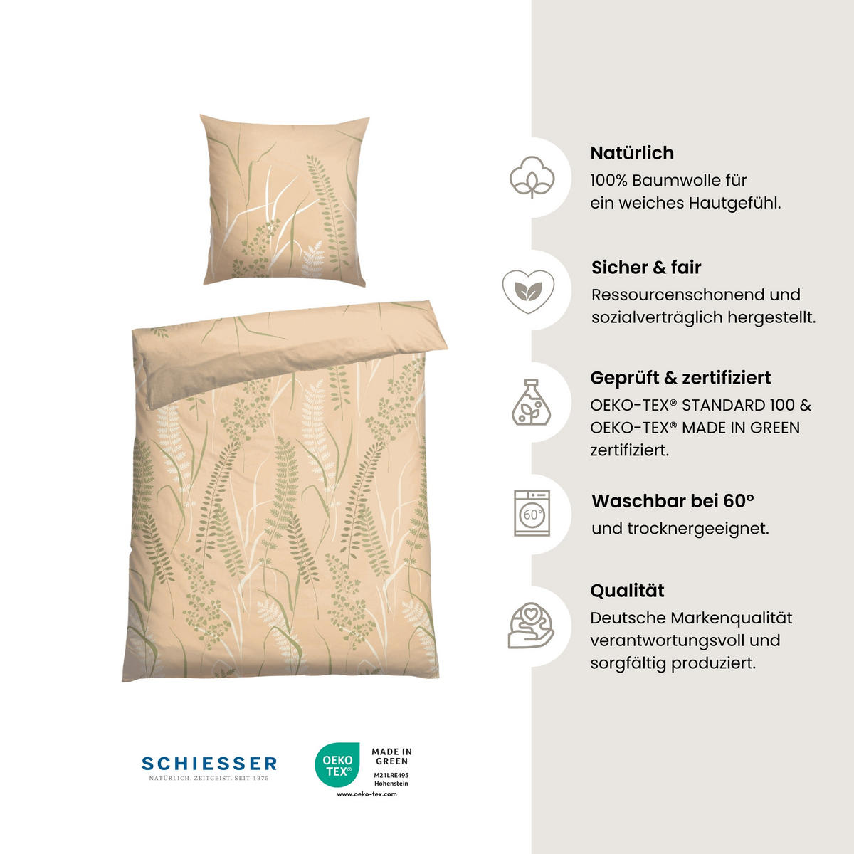 BETTWÄSCHESET Annic - Renforcé - 2-teilig - 135 x 200 cm - Sand - Sandfarben, Textil (135/200cm) - SCHIESSER