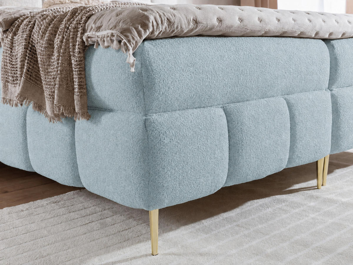 BOXBETT mit Stauraum in 160x200 cm in Hellblau - Hellblau, Textil (160/200cm) - Home Collective