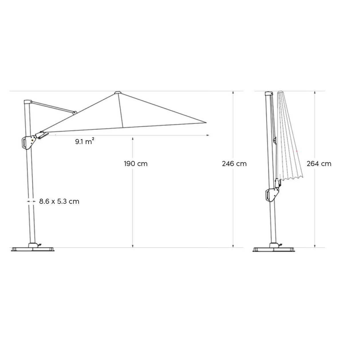 AMPELSCHIRM rechteckig 3.5. x 2.6. m Challenger T² Premium 360° kippbar braun/anthrazit - Braun, Metall (260/350cm) - Platinum
