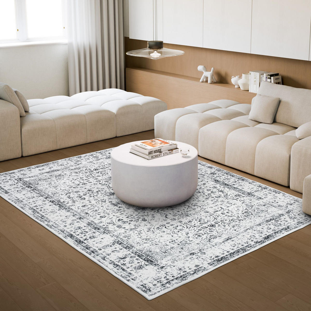 TEPPICH Vintage Design Aliya,rutschfeste Unterseite,grau - Grau, Kunststoff (200/274cm) - tectake