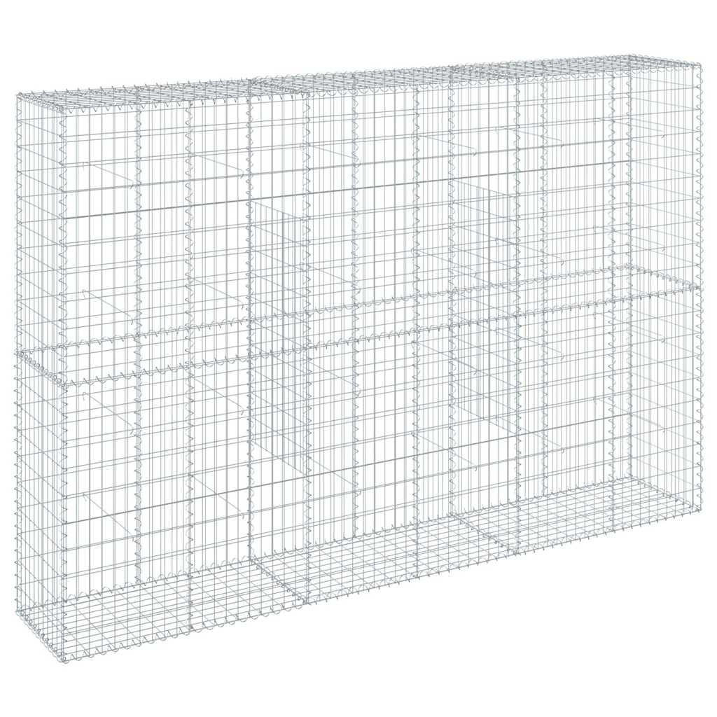 GABIONE Mit Deckel 300/50/200 Cm Verzinktes Eisen - Silberfarben, Metall (300/200/50cm) - vidaXL