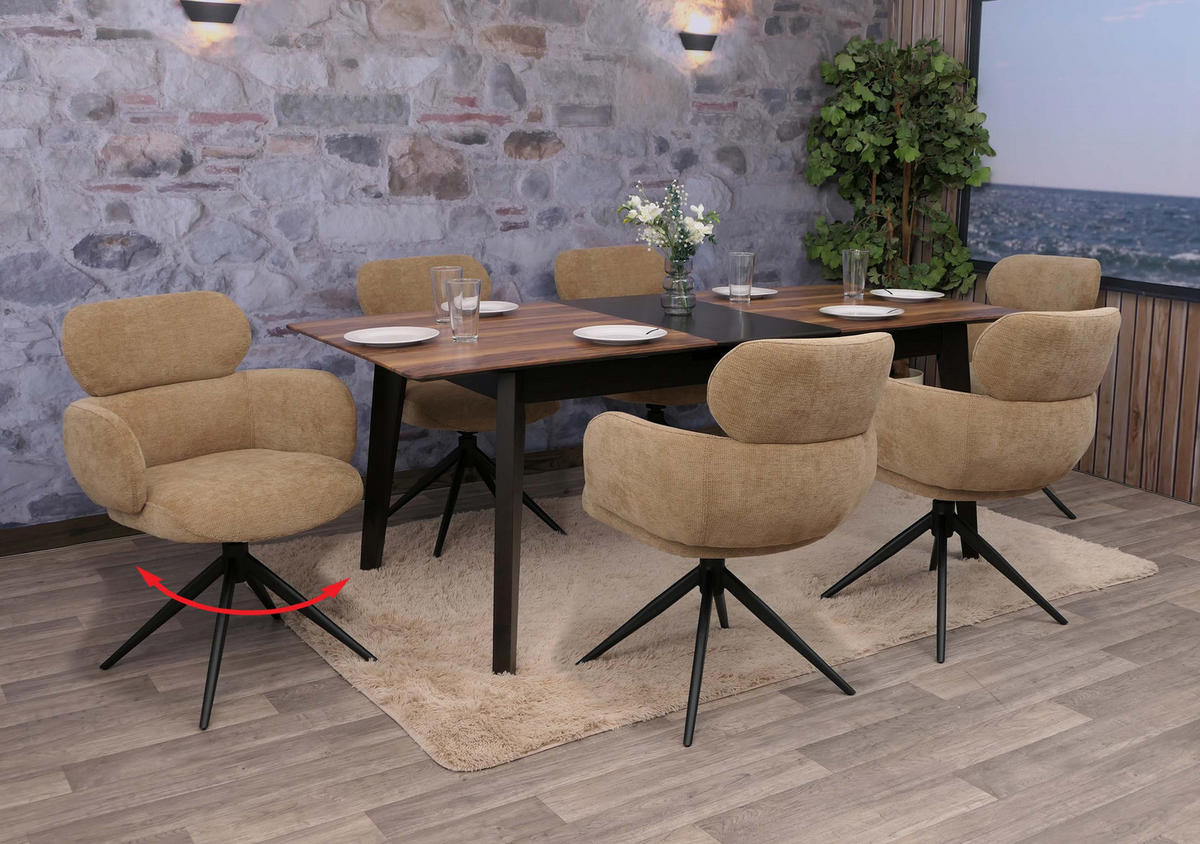 ESSZIMMERSTUHL Braun 6er-Set - Braun, Textil (61/86/69cm) - MCW