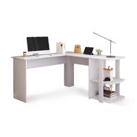 ECKSCHREIBTISCH 140/50/75 cm weiß mit 2 Ablagen L-förmig - Weiß, Holzwerkstoff (140/140/75cm) - OKWISH