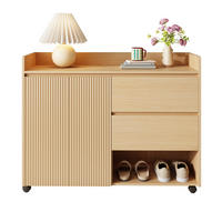 SCHUHSCHRANK auf Rollen, verstellbare Böden, Soft-Close - Kastanienfarben, Holz (110/86/35cm)