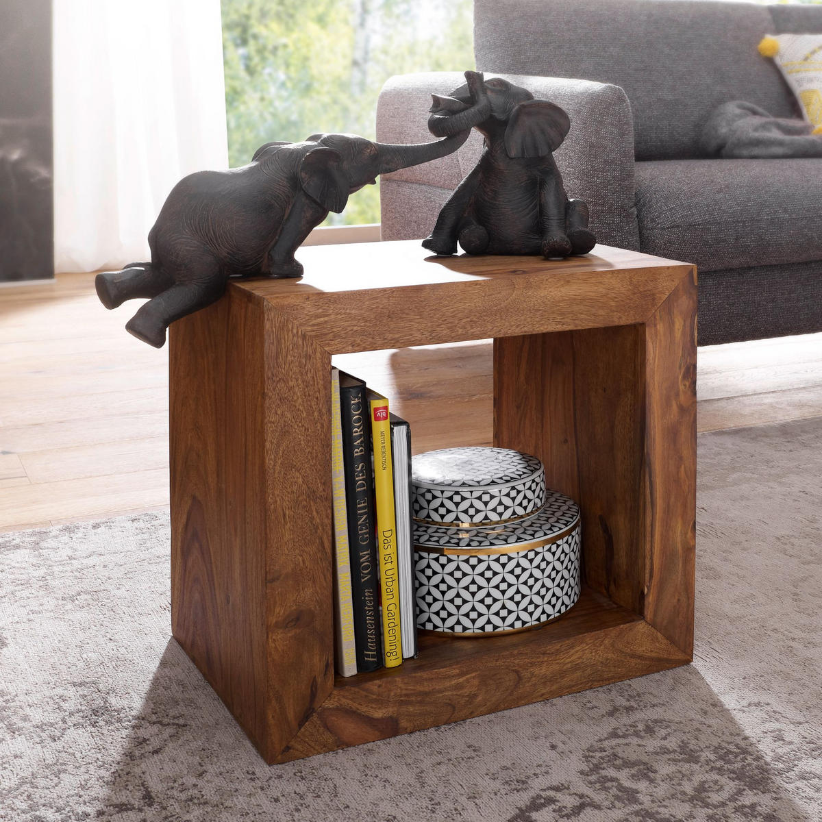 STANDREGAL – Naturholz, 44x44x33 cm, handgefertigt, geradlinig - Braun, Holz (44/44/33cm) - KADIMA DESIGN
