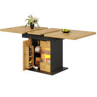 ESSTISCH 110-140x80x76 cm in Natur und Schwarz aus MDF mit Sicherheitsglas ausziehbar - Naturfarben, Holzwerkstoff (80/140/76cm) - Modfu