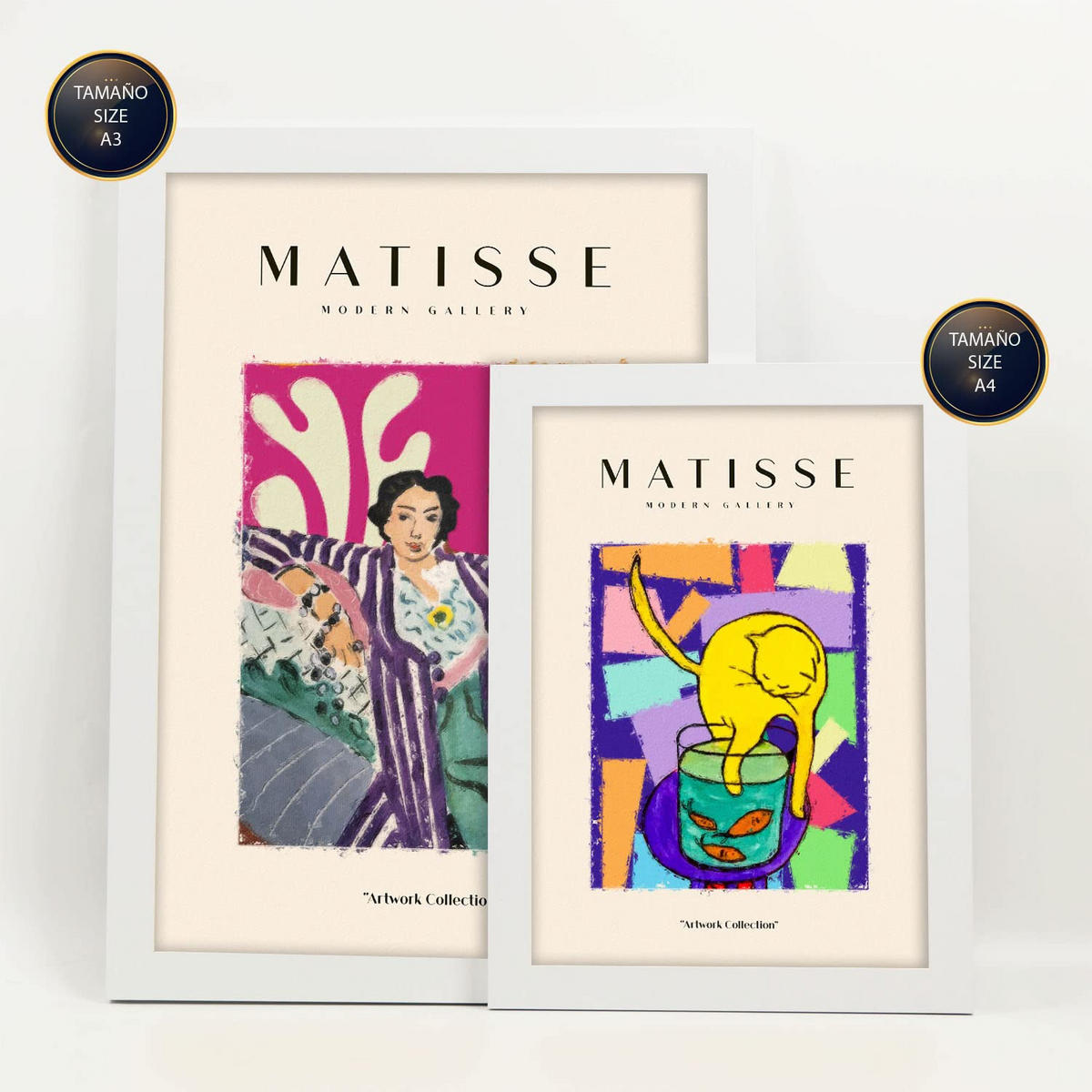 POSTER Set Mit 6 Henri Matisse Feier Drucke Des Fauvismus Und Der Abstrakten Kunst Für Innenarchitektur A3 & A4 Weißer Rahmen - Weiß, Papier (29/3cm) - Nacnic