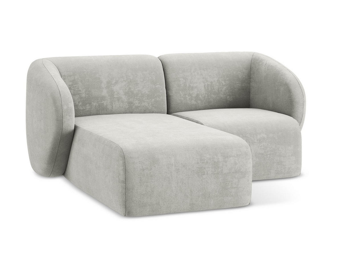 ECKSOFA Links Chenille Stoff Grau - Hellgrau/Schwarz, Holzwerkstoff/Kunststoff (178/166cm) - Makamii