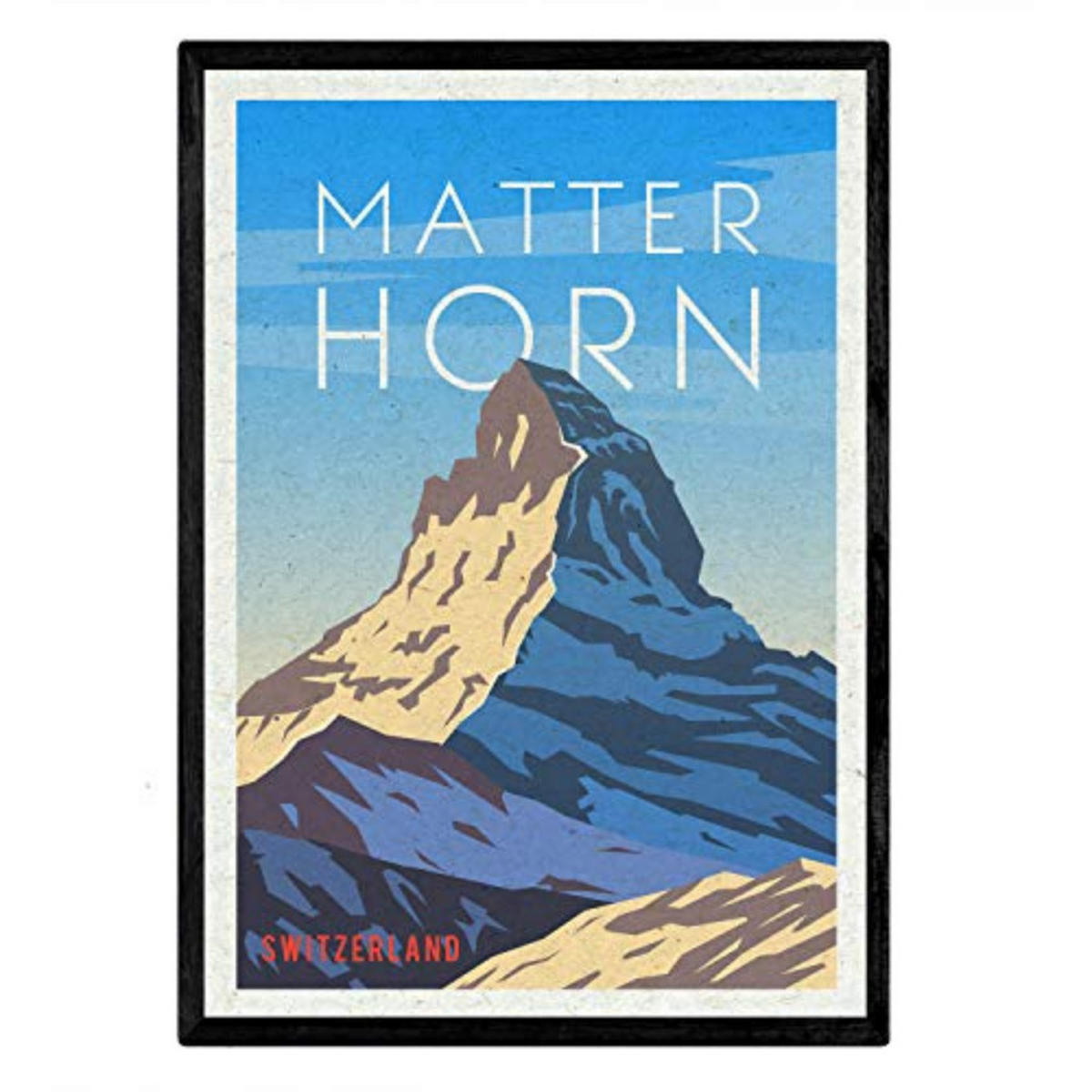POSTER Matterhorn A4 Schwarzer Rahmen - Schwarz, Papier (29.7/5/21cm) - Nacnic