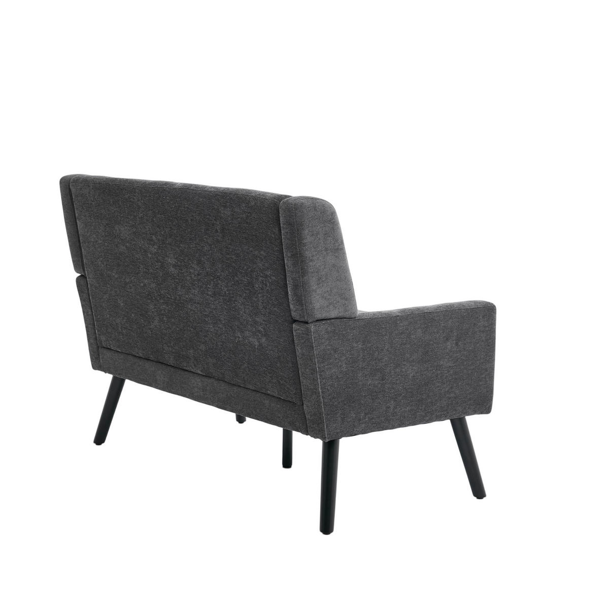 SITZBANK 2-Sitzer Leinenpolster mit Knopfsteppung, Massivholzbeinen 119/75/88 cm Dunkelgrau - Dunkelgrau, Textil (75/88/119cm) - Redom