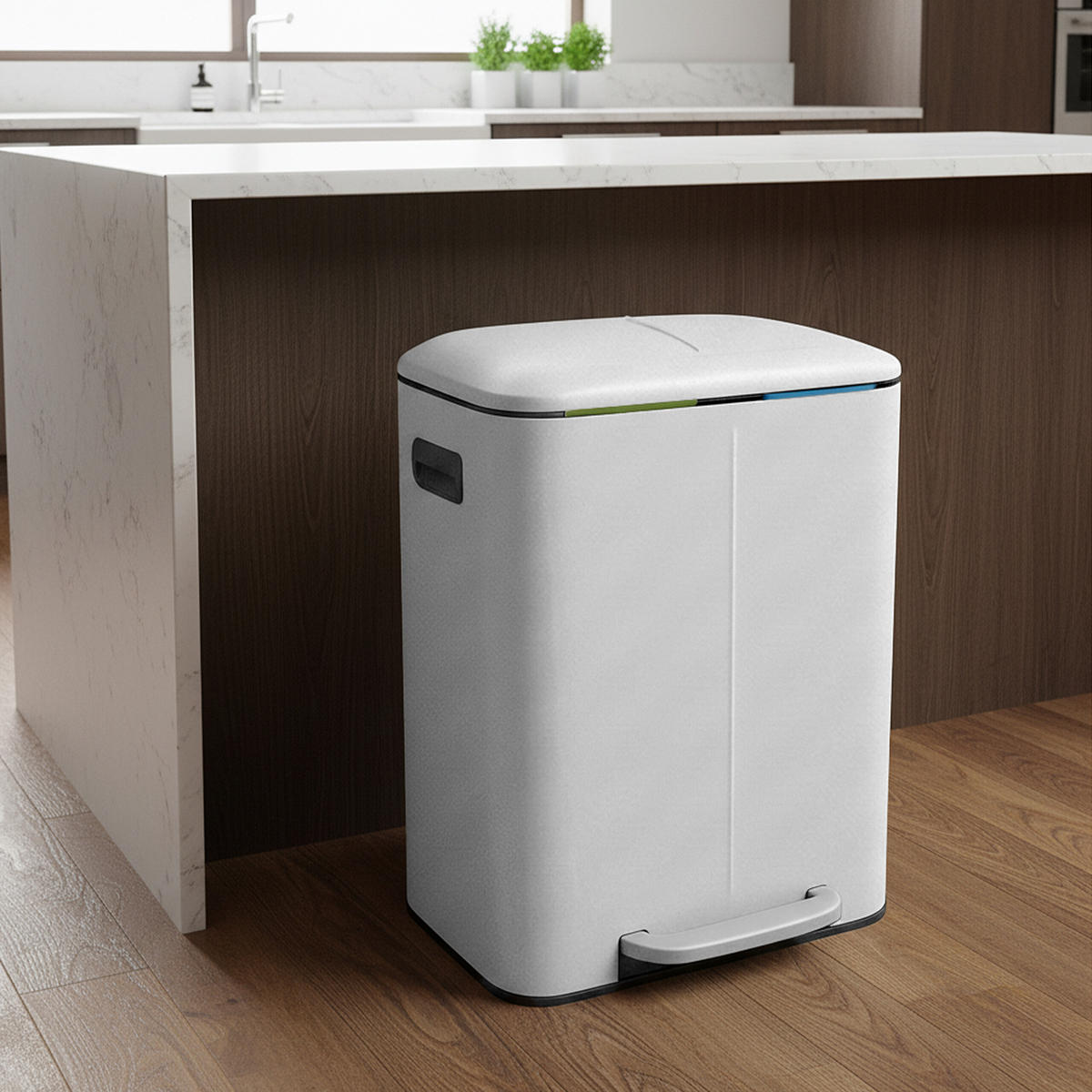 MÜLLEIMER - Weiß, Kunststoff/Metall (44.5/60/41cm) - Relaxdays