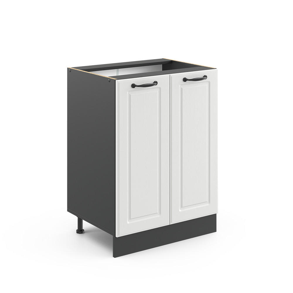 KÜCHENUNTERSCHRANK R-Line Weiß Landhaus 60 cm ohne AP - Anthrazit/Weiß, Holzwerkstoff (60/81.6/46cm) - Vicco