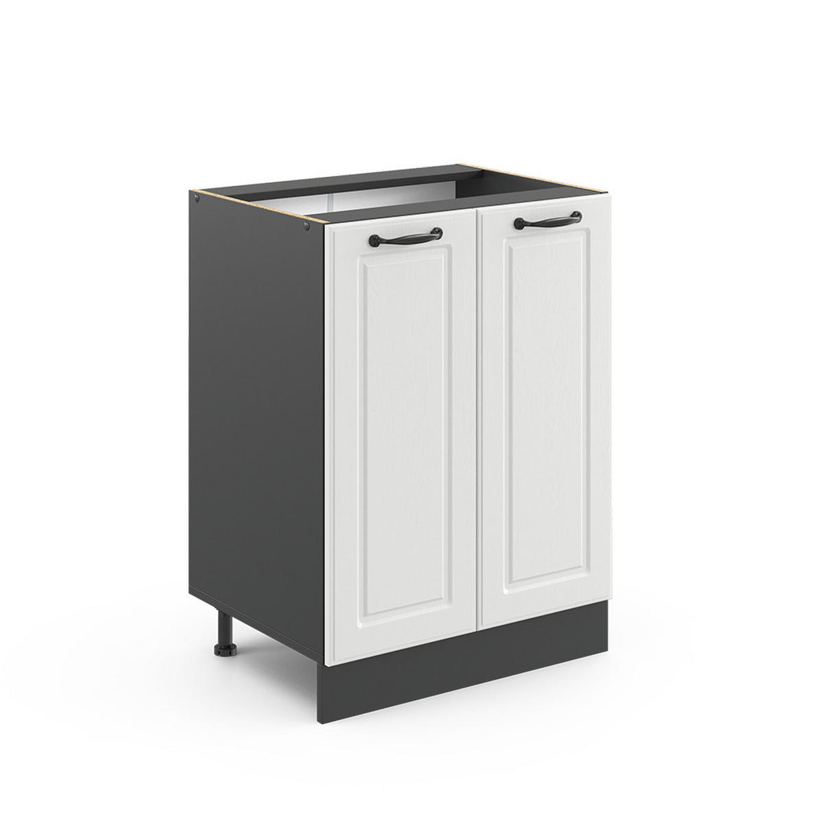KÜCHENUNTERSCHRANK R-Line Weiß Landhaus 60 cm ohne AP - Anthrazit/Weiß, Holzwerkstoff (60/81.6/46cm) - Vicco