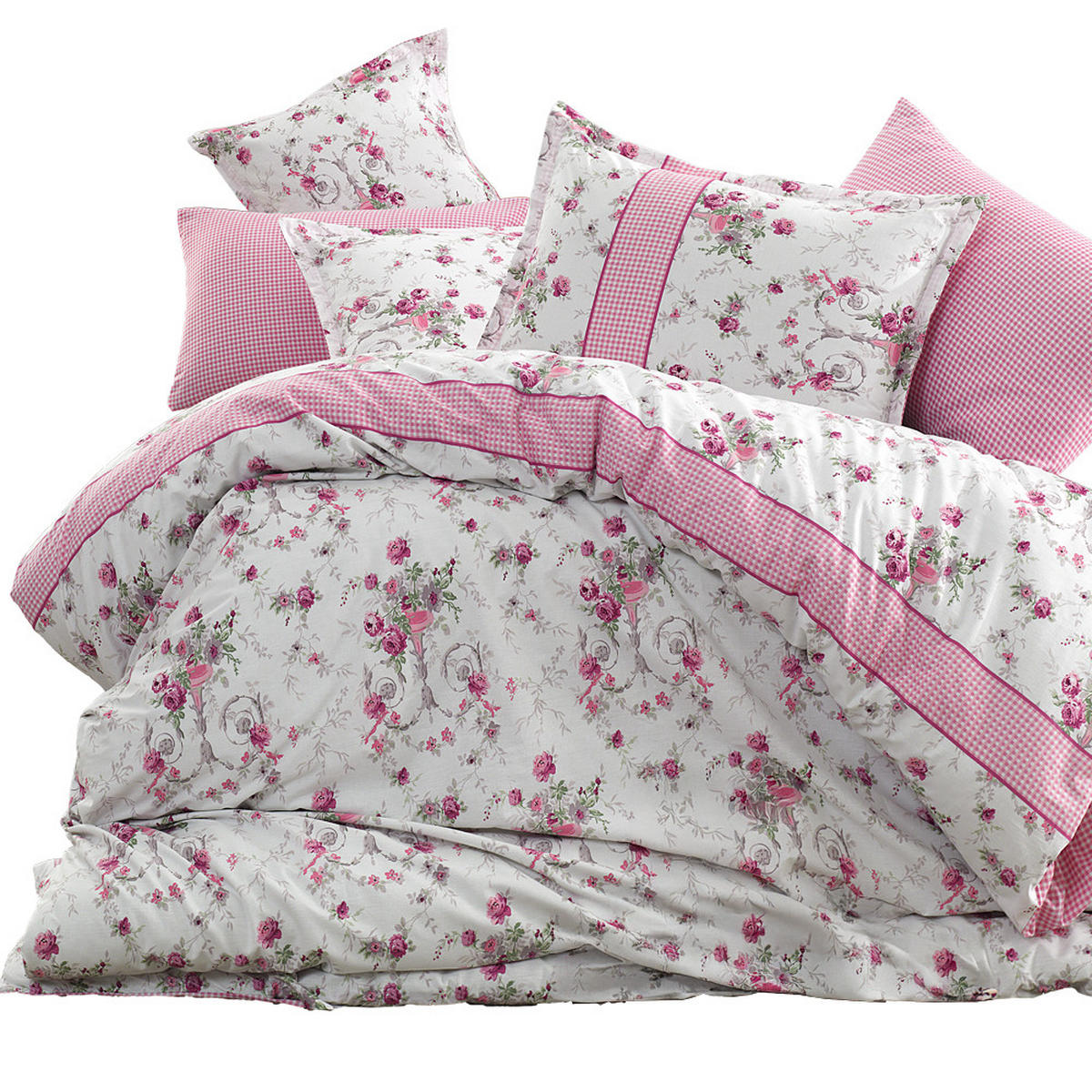 BETTWÄSCHE 6-teilig 220/240 cm VERDA - Rosa, Textil (220/240cm) - ROLFNERS