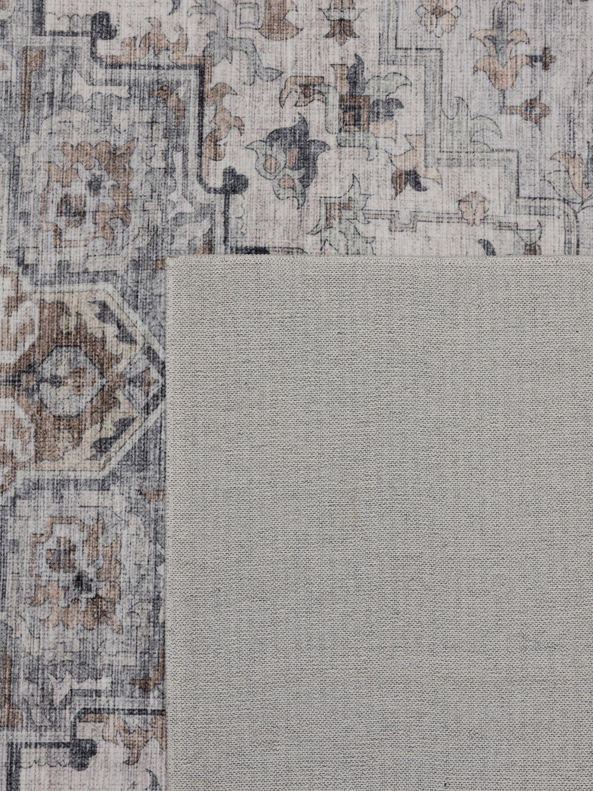 TEPPICH Kurzflor, waschbar, mit Medaillon, VERNANTE in Beige-Grau, 200 x 290 cm - Beige, Textil (200/290cm) - KADIMA DESIGN