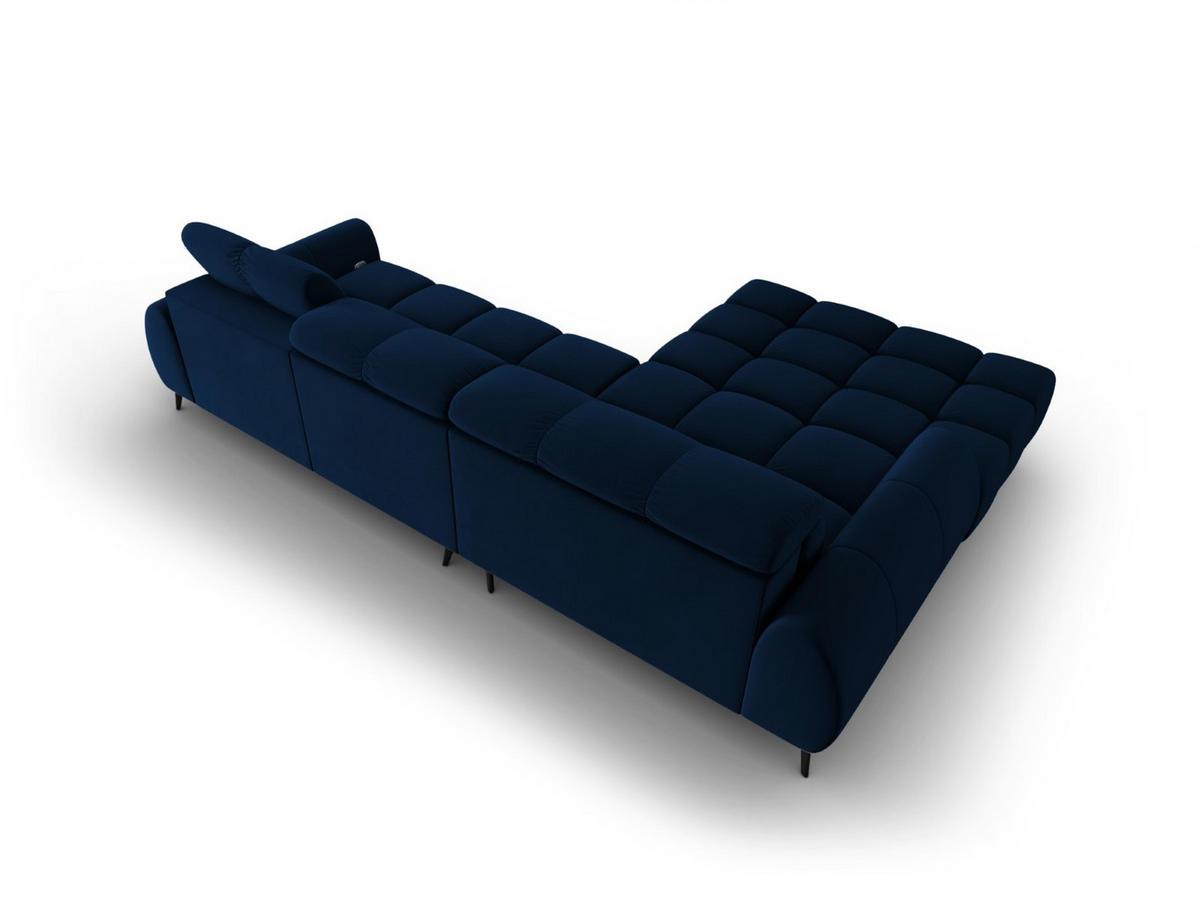ELEKTRISCHES-ECKSOFA links Alyse aus Samt königsblau 5 Sitzplätze - Blau, Textil (188/295cm) - Micadoni